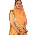 Creamy Peach Kundan Work Rajputi Poshak | Zardozi & Kundan Work on Bamber Satin | Jaipurio Royal Collection